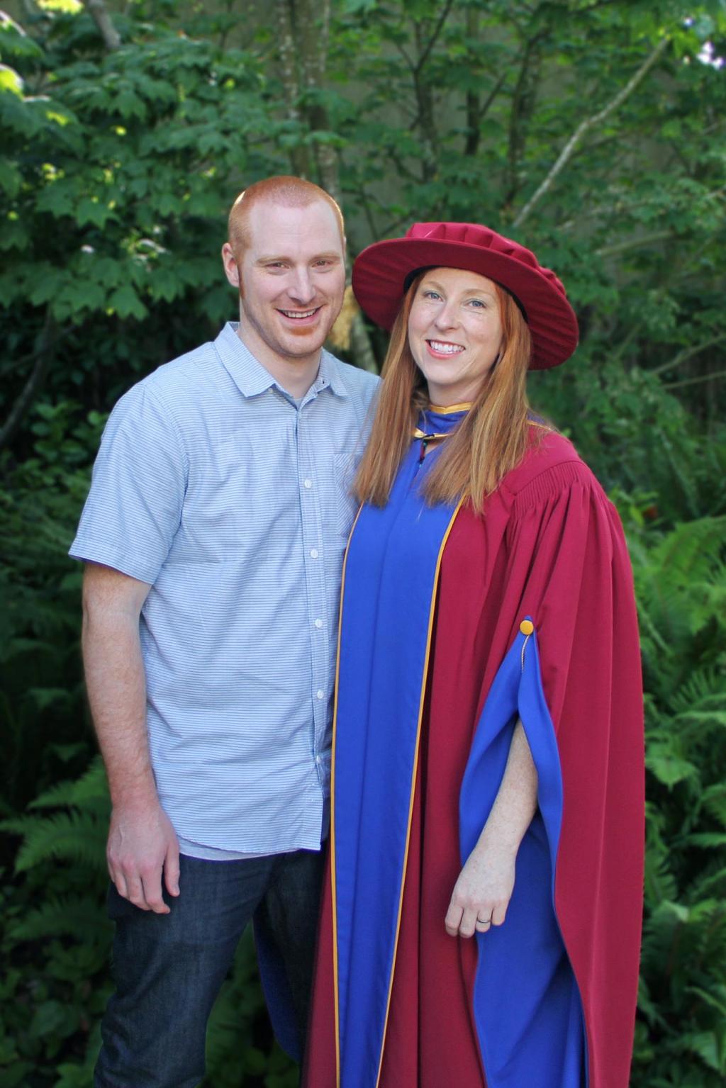 Dr. Sara Dubois, and her proud husband (me), after the official PhD graduation ceremony at UBC Dr. Sara Dubois at her PhD graduation ceremony at UBC